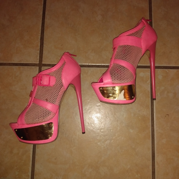 Liliana Platform Stilleto Barbie Mesh Strap Heels - Picture 1 of 7